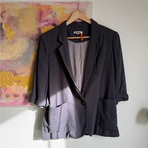 Grey Blazer with Rolled Sleeves